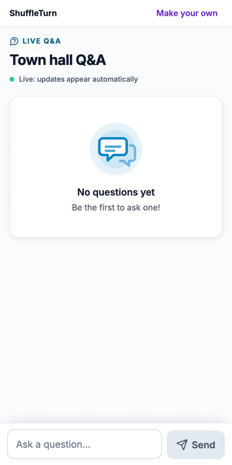 A phone with a box to type a question